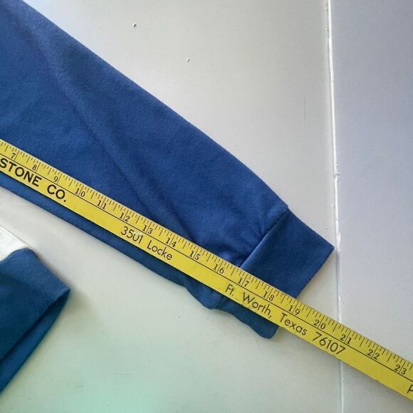 Black Cat Graphic Pew Pew Madafakas! Raglan Sweatshirt Blue & White XXL - Picture 5 of 8